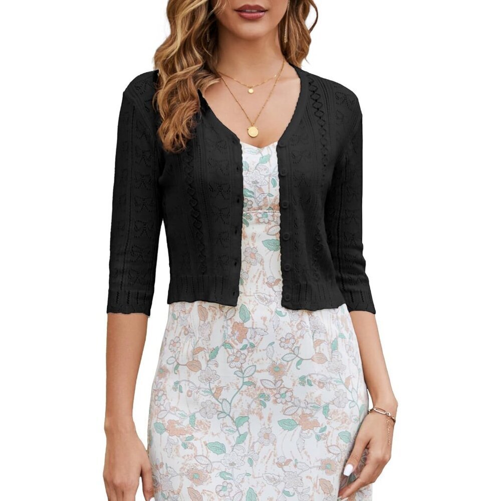 Women's Cropped Bolero Shrug Knit Sweater Open Front Casual Elegant